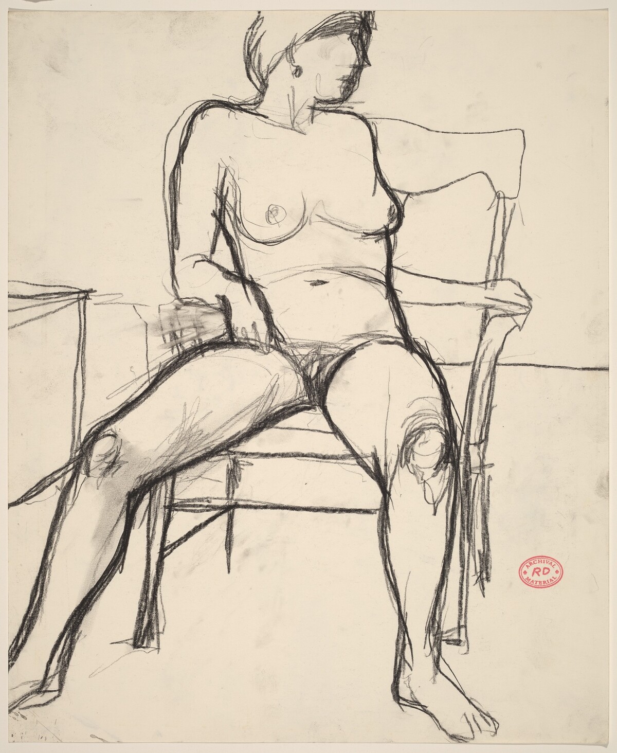 Untitled [nude seated in an armchair turning to her left] by Richard Diebenkorn