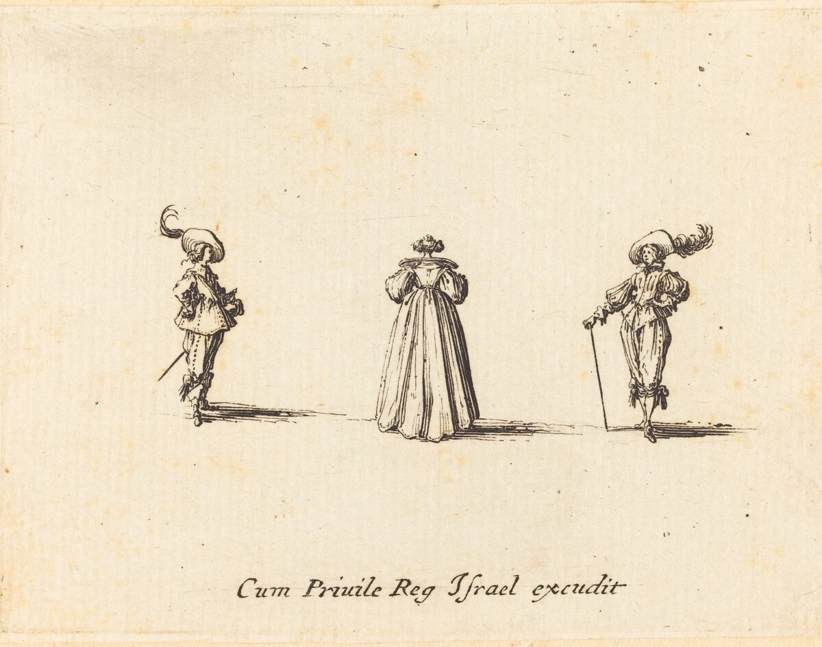 Lady Seen from Behind, and Two Gentlemen by Jacques Callot