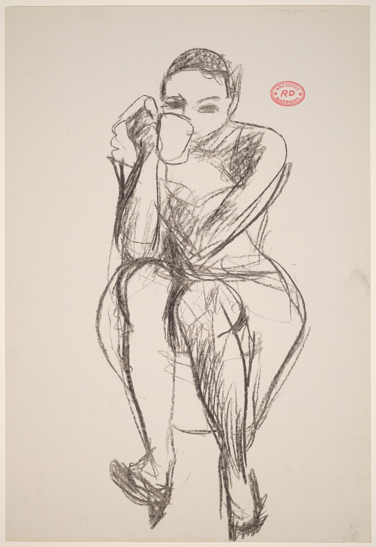 Untitled [seated woman with cup to mouth] by Richard Diebenkorn