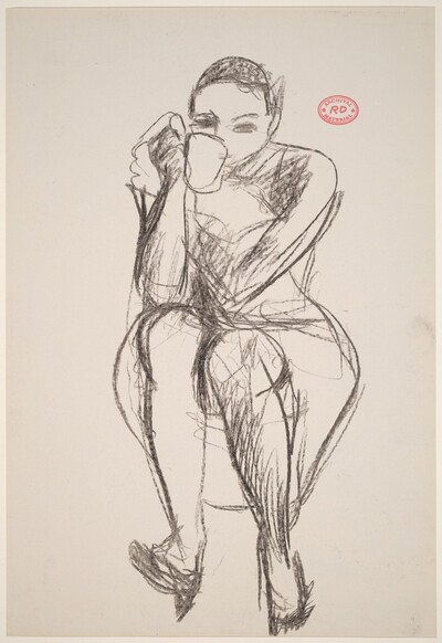 Untitled [seated woman with cup to mouth]
