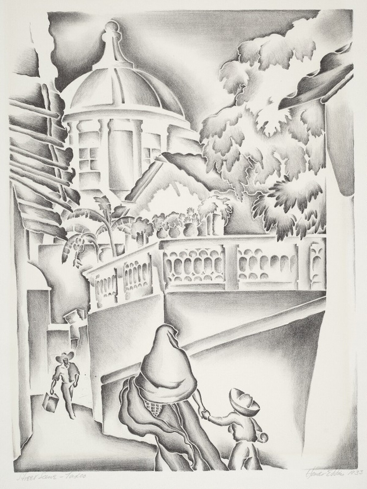 Street Scene - Taxco by Homer Eddins