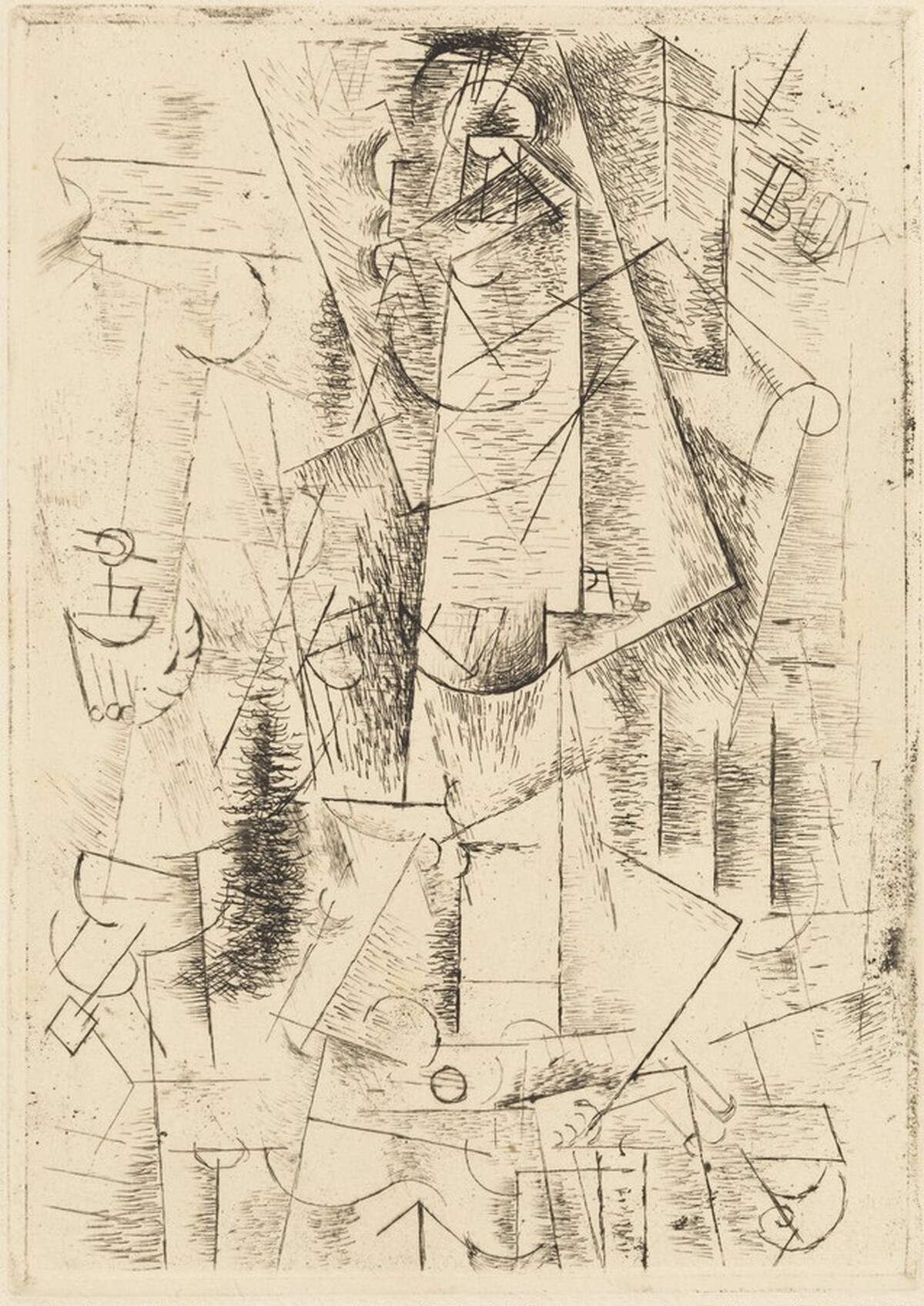 Guitarist in an Armchair (Guitariste au fauteuil) by Pablo Picasso