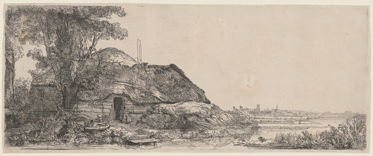 Landscape with a Cottage and a Large Tree by Rembrandt van Rijn