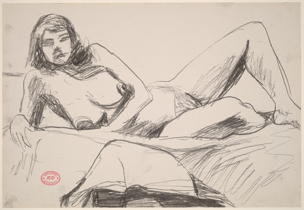 Untitled [female nude resting on a bed] by Richard Diebenkorn