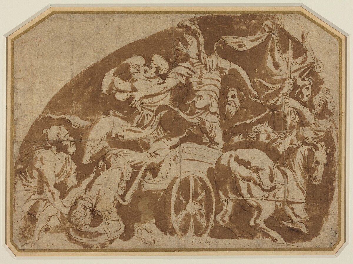 Flight of Meriones, with Dead Coeranos Being Dragged from the Chariot by after Giulio Romano