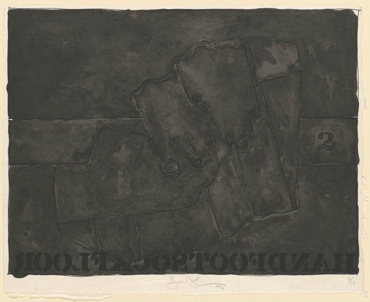 HandFootSockFloor (Black State) by Jasper Johns