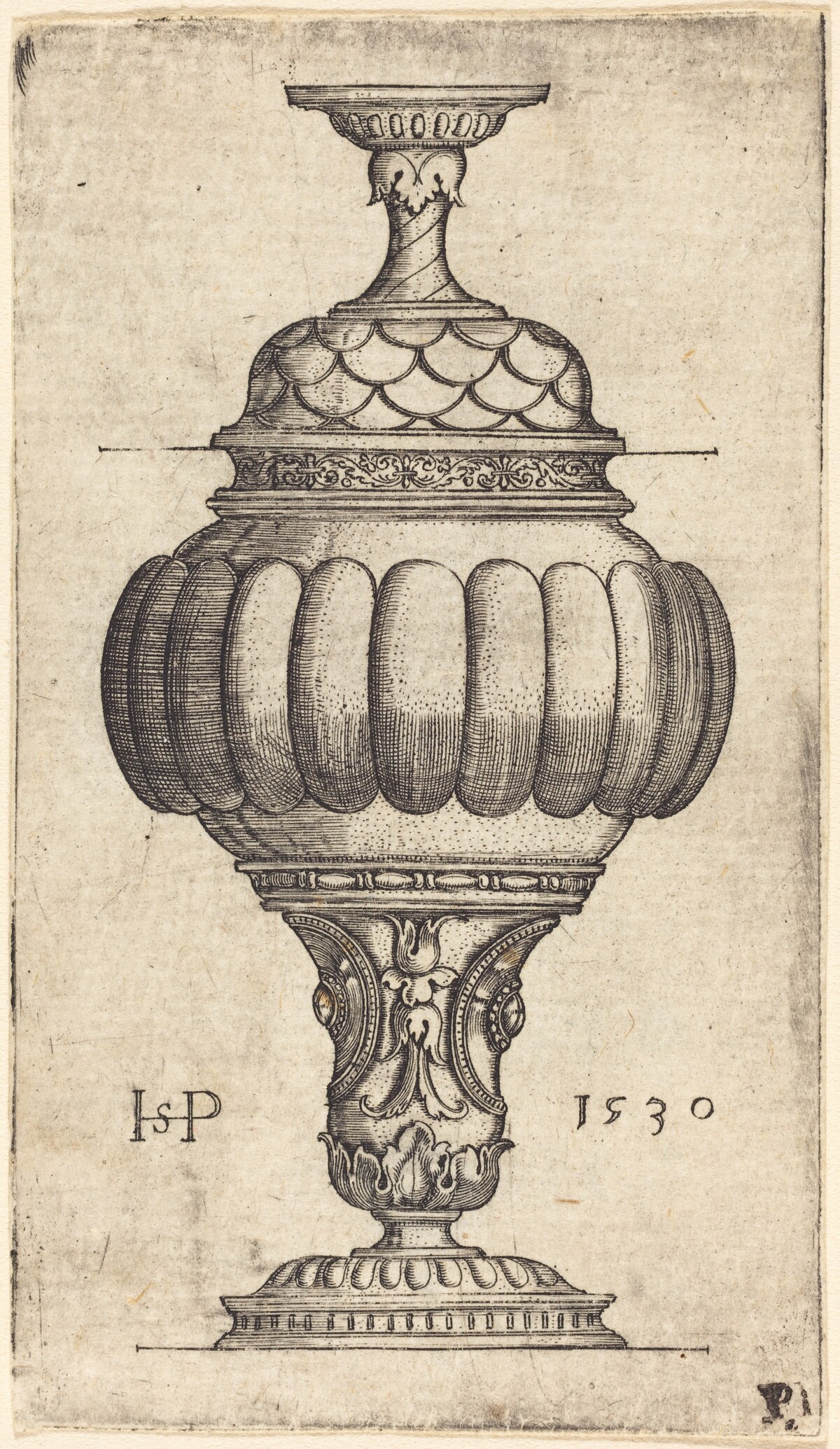 Double Goblet with Oval Decorations by Sebald Beham