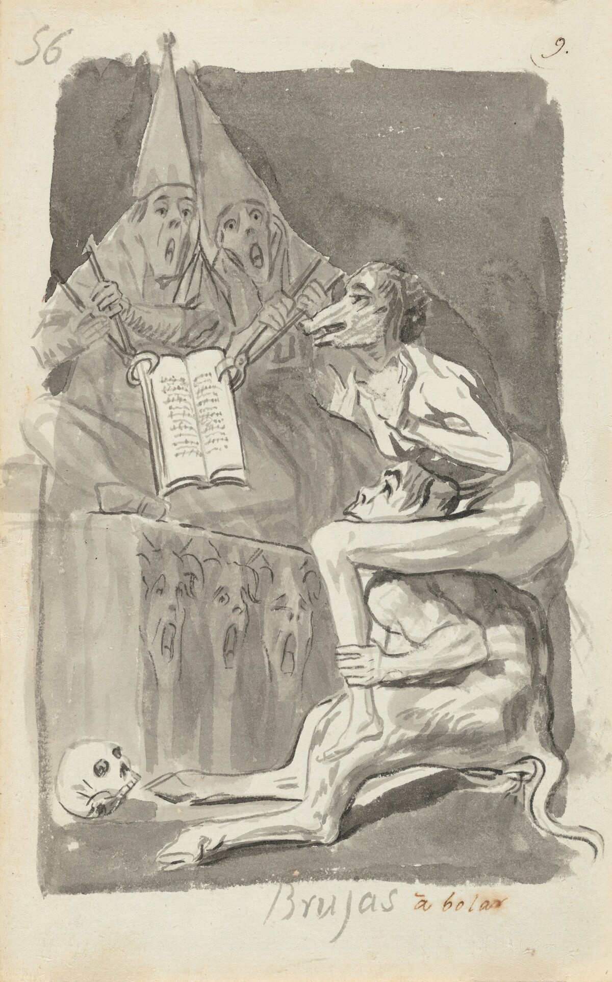 Brujas à volar (Witches Preparing to Fly) [verso] by Francisco Goya
