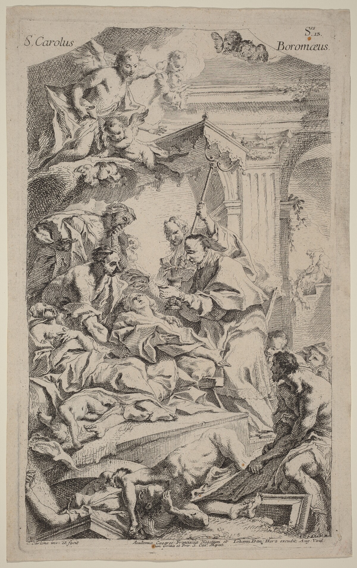 San Carlo Borromeo Giving Last Communion to Victims of the Plague by Carlo Innocenzo Carlone