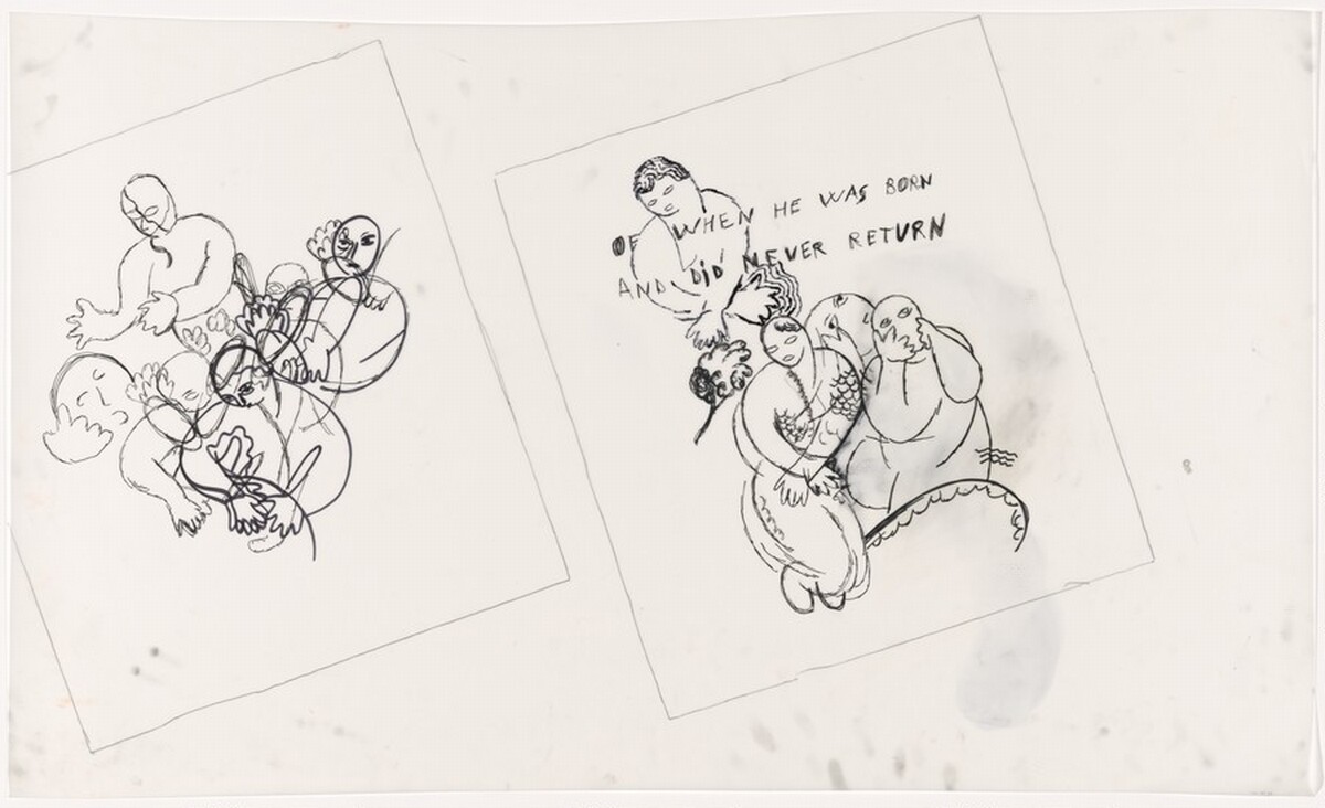 Drawing for "Surprising Novel: Chapter One" and "Surprising Novel: Chapter Five" by Sandro Chia