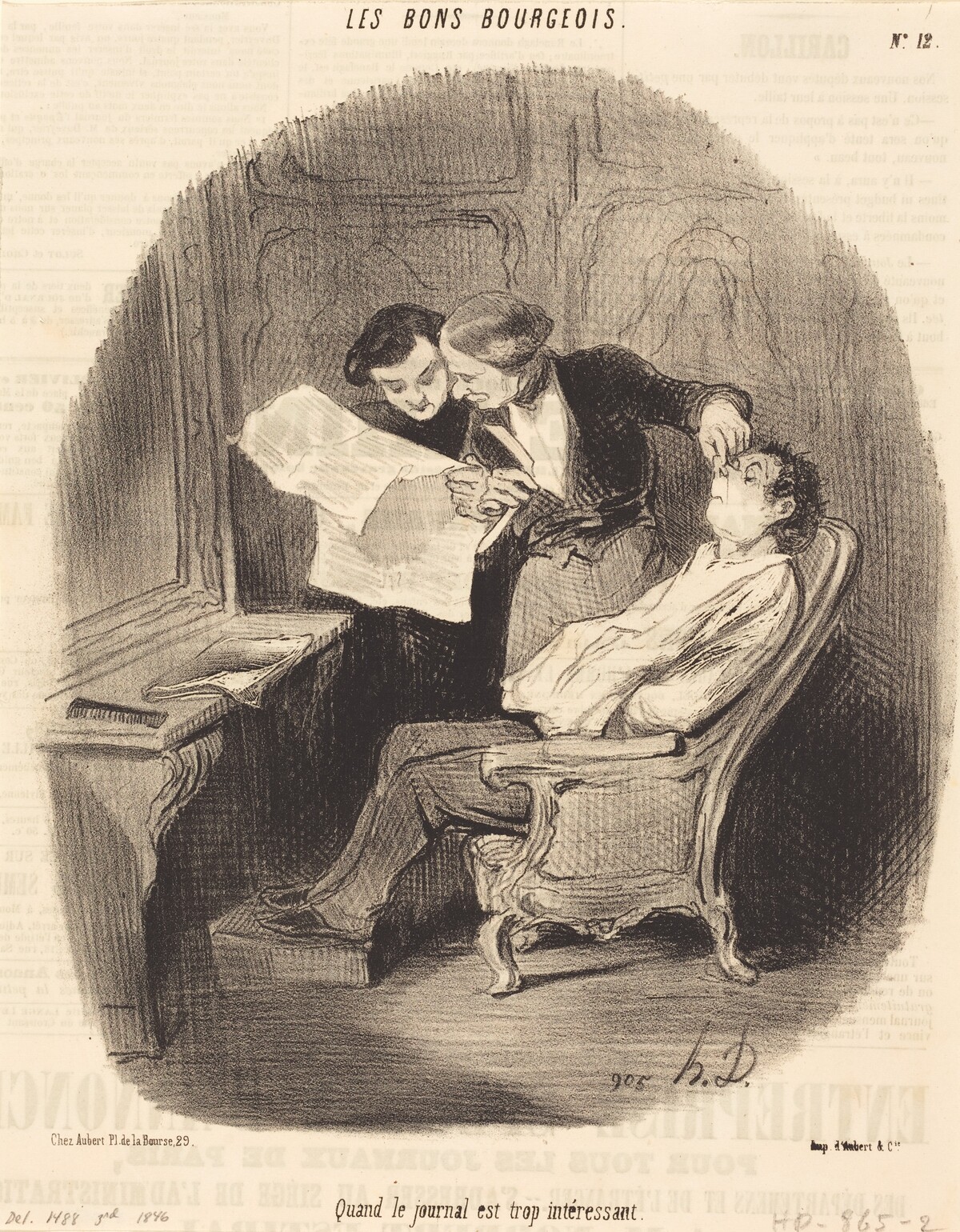 Quand le journal est trop intéressant by Honoré Daumier
