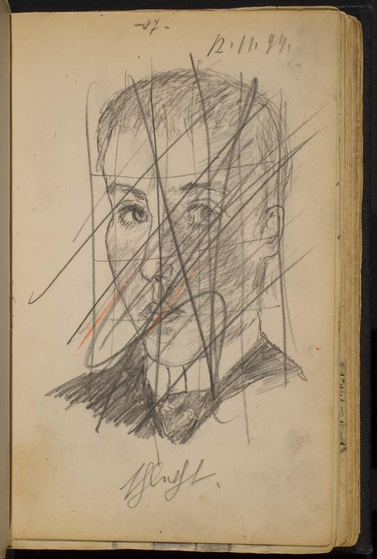 Young Man (with crossing out) by Max Beckmann