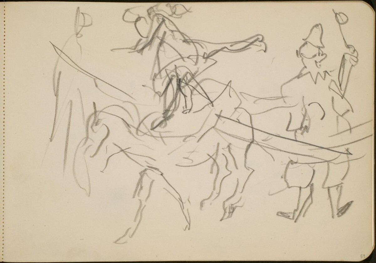 Manege mit Kunstreiter und Clown (Circus Ring with Rider and Clown) [p. 59] by Max Beckmann