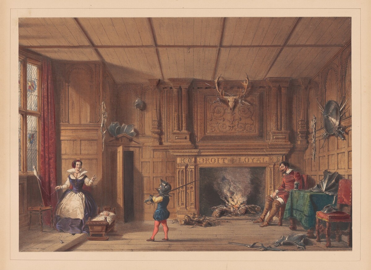Fireplace in the Gatehouse, Kennelworth, Warwickshire by Joseph Nash