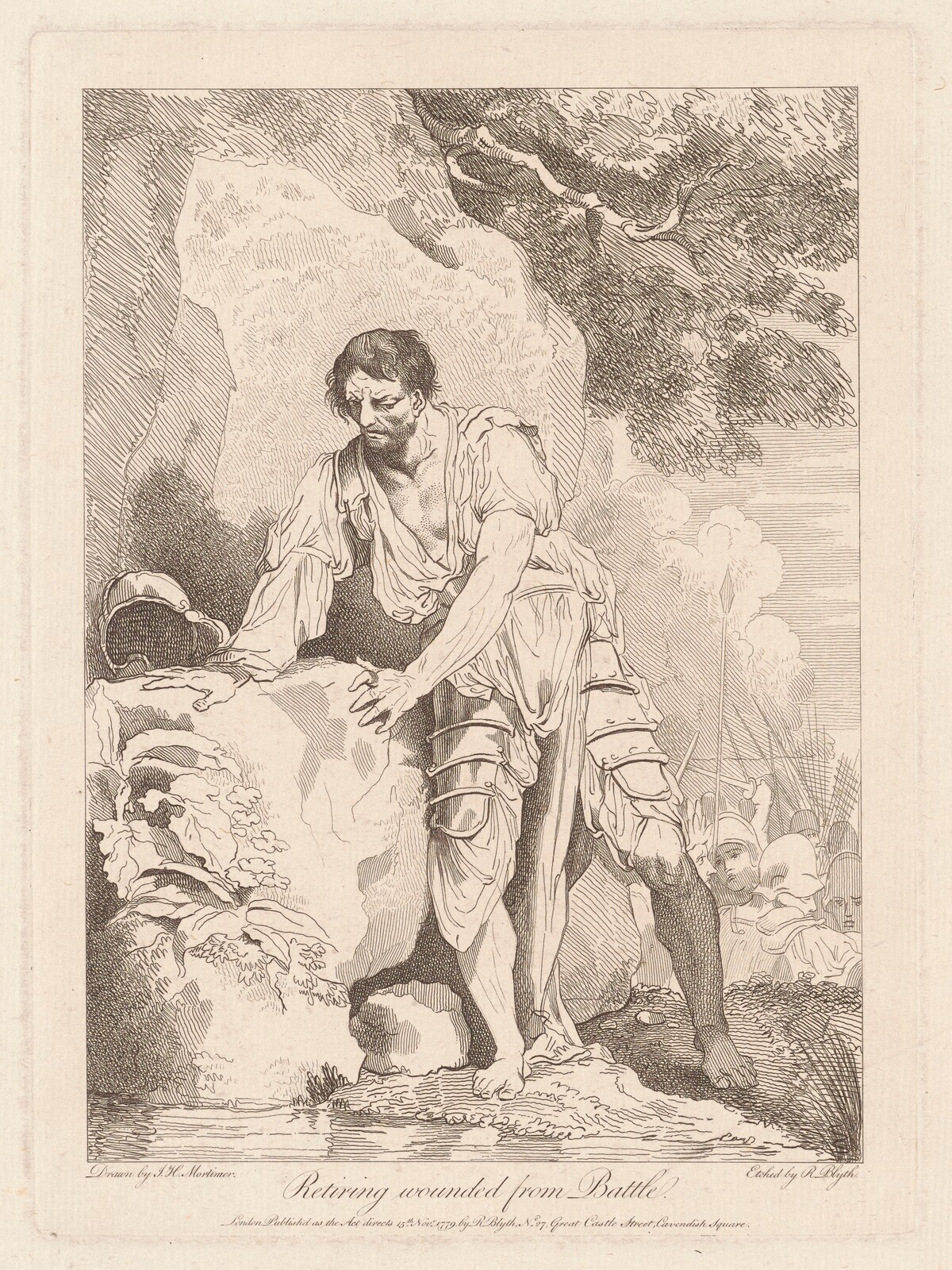 Retiring Wounded from Battle by Robert Blyth, after John Hamilton Mortimer