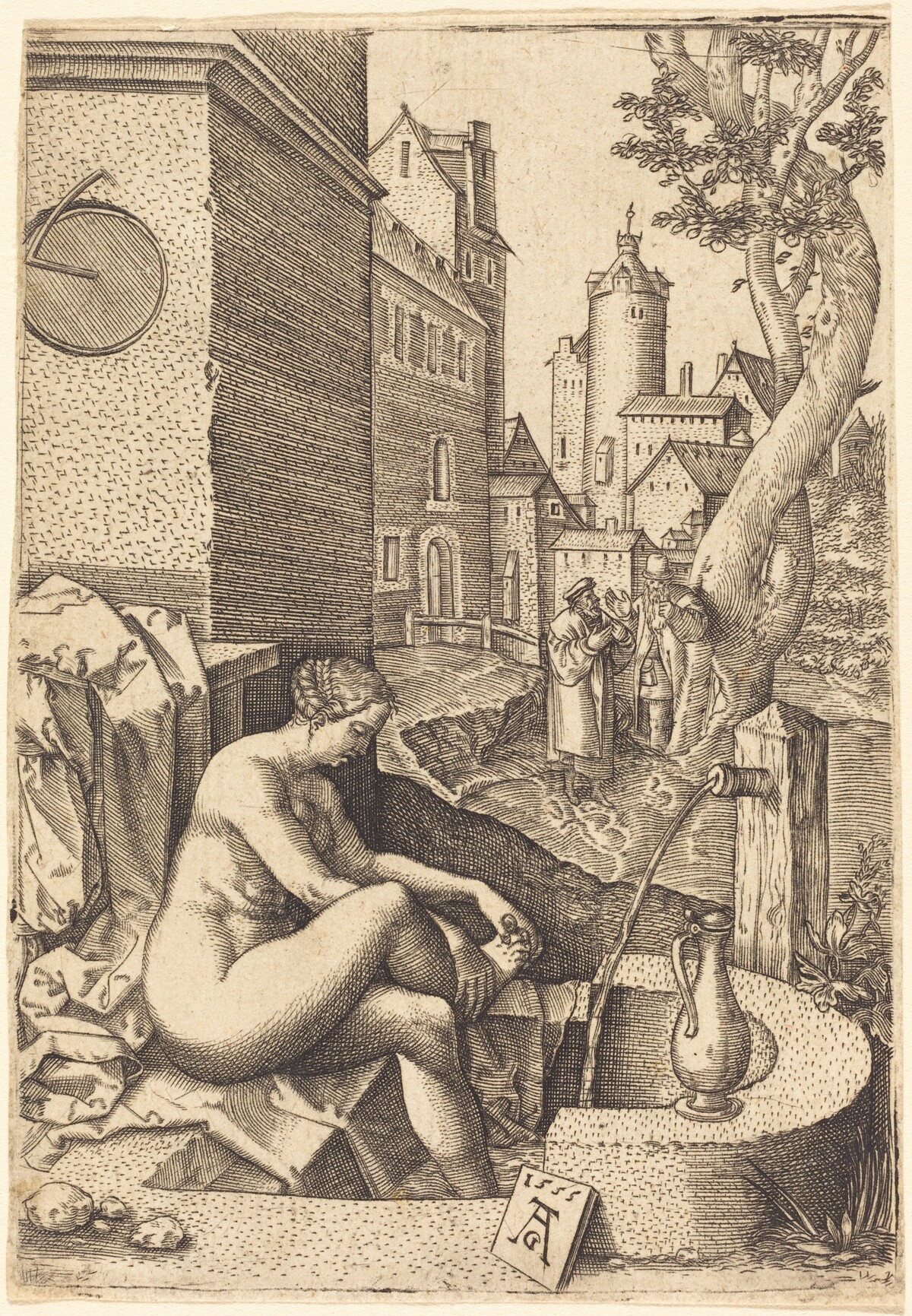 Susanna Surprised by the Two Elders by anonymous Germany 16th Century after Heinrich Aldegrever