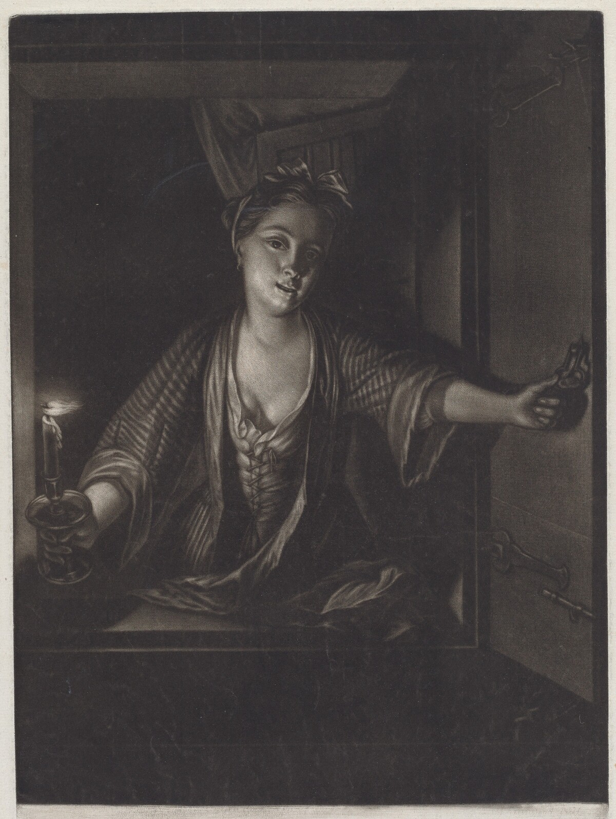 Girl with a Candle by John Greenwood after Nicolaas Verkolje