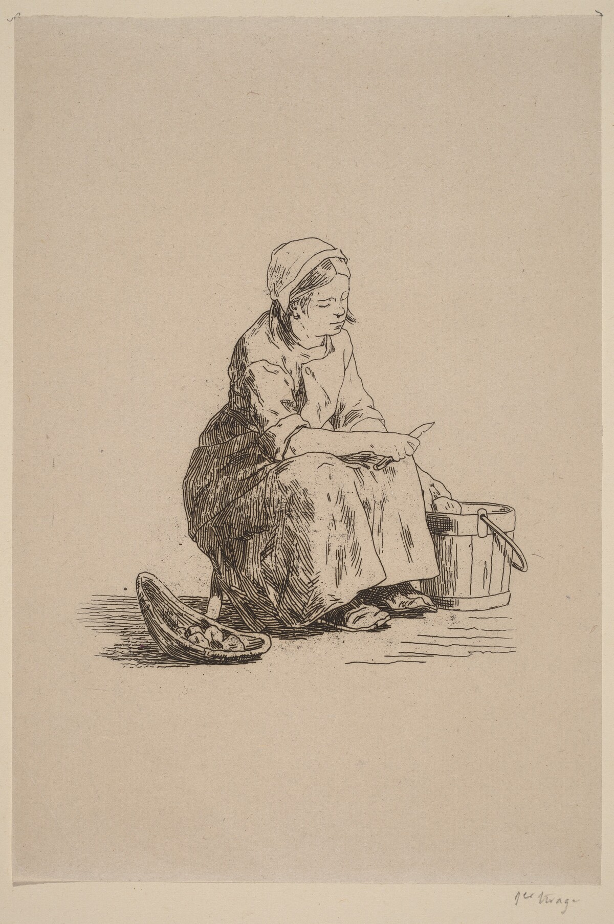 The Little Potato Peeler (La petite peleuse de pommes de terre) by Félicien Rops