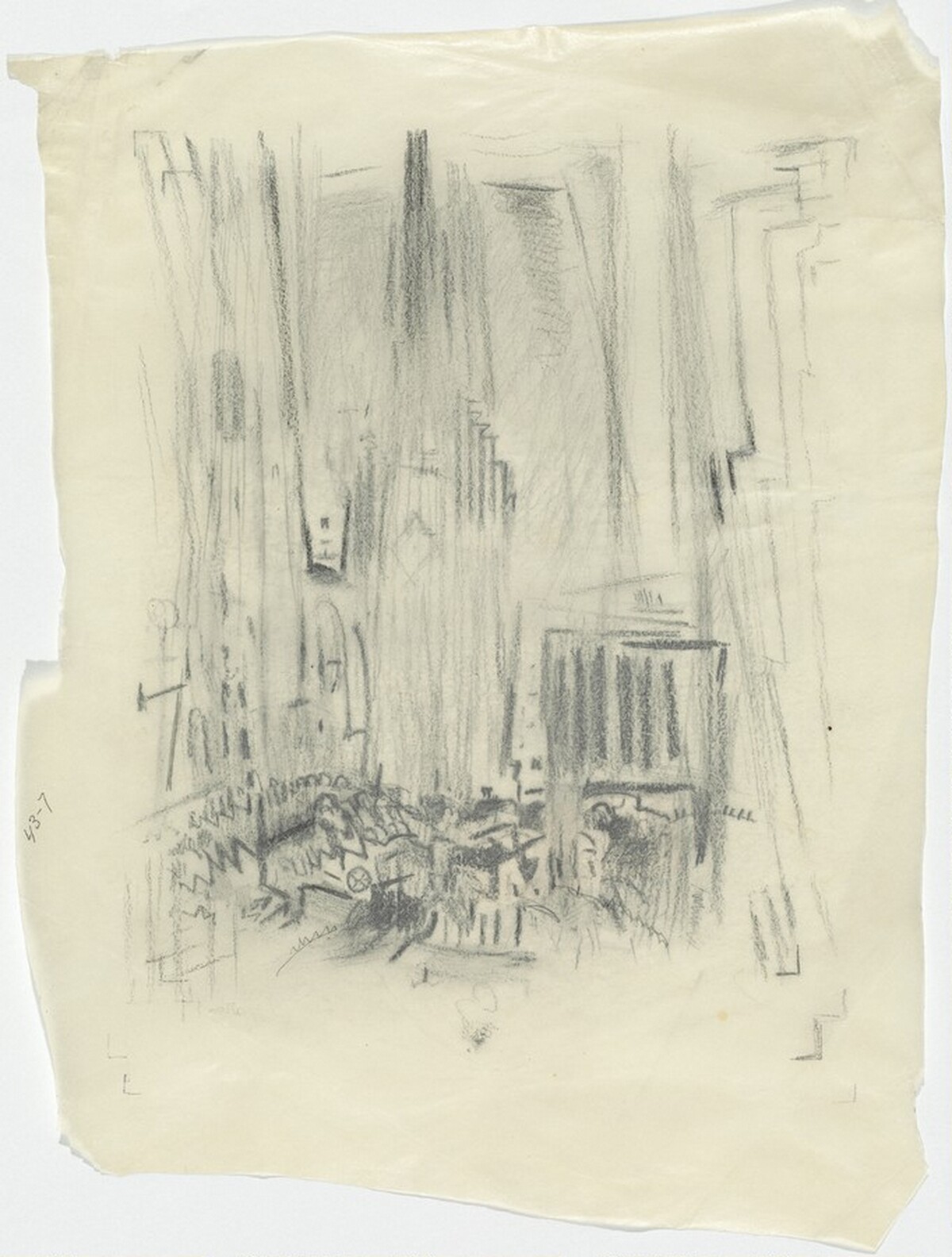 Tracing: Wall Street, Trinity Church by John Marin