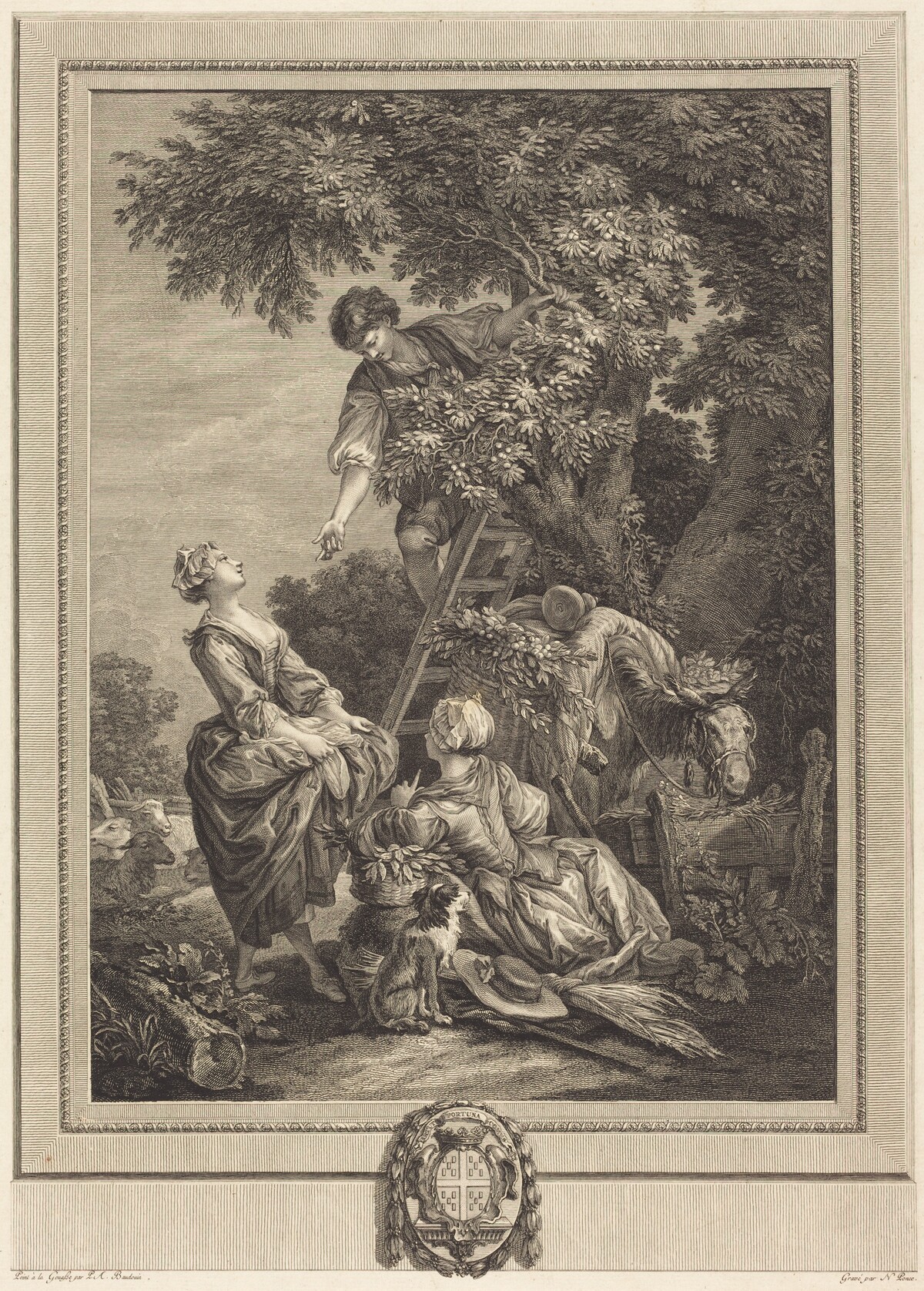 Les cerises by Nicolas Ponce after Pierre-Antoine Baudouin