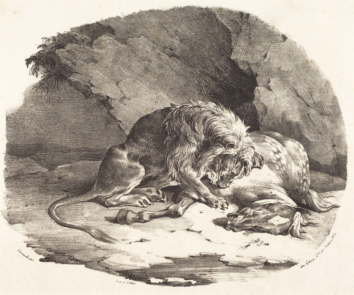 Lion Devouring a Horse by Théodore Gericault