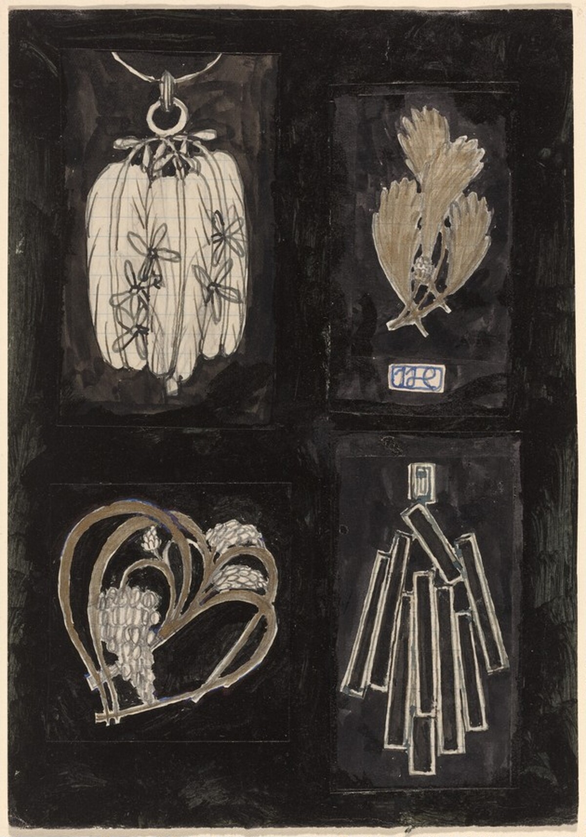 Four Jewelry Designs by Josef Hoffmann