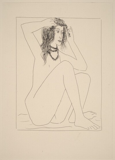 Nude Placing Flowers in Her Hair (Femme nue se couronnant de fleurs)
