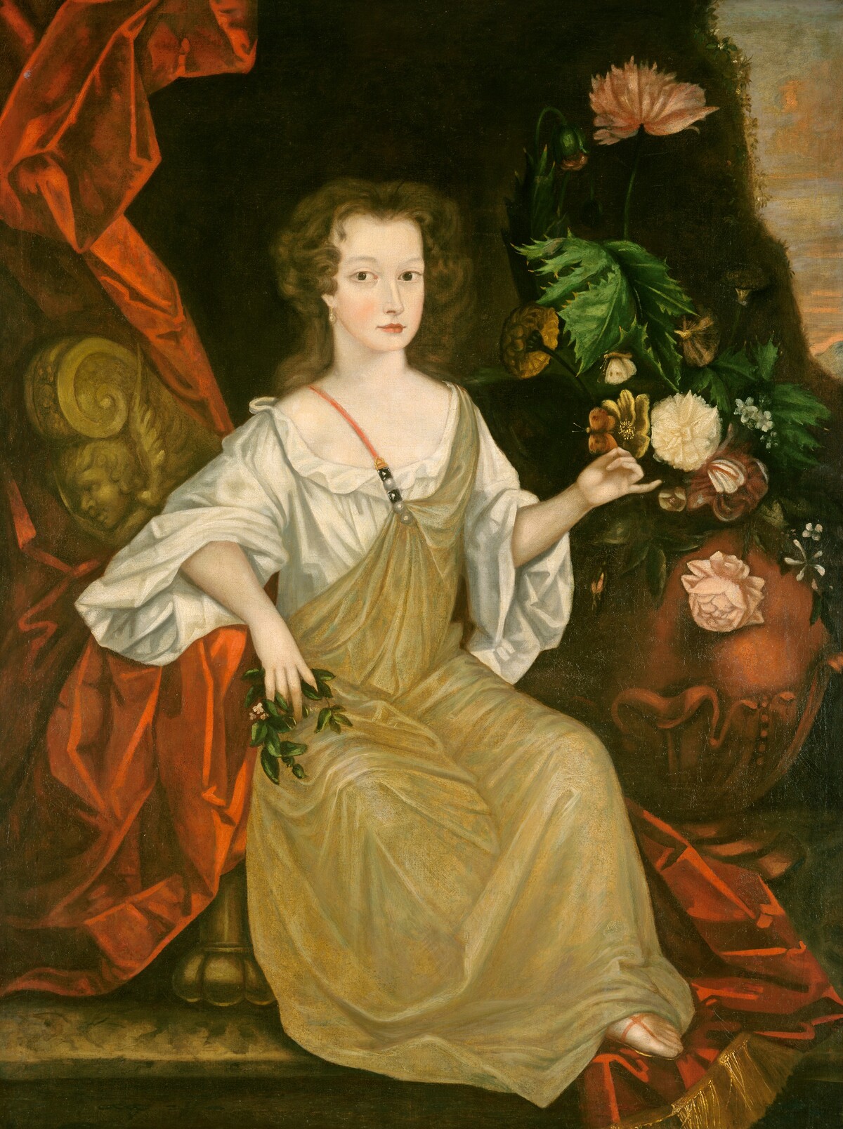 Young Woman with a Butterfly by American 18th Century