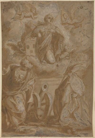 Saint Barbara in Glory with Saints Nicholas and Jerome