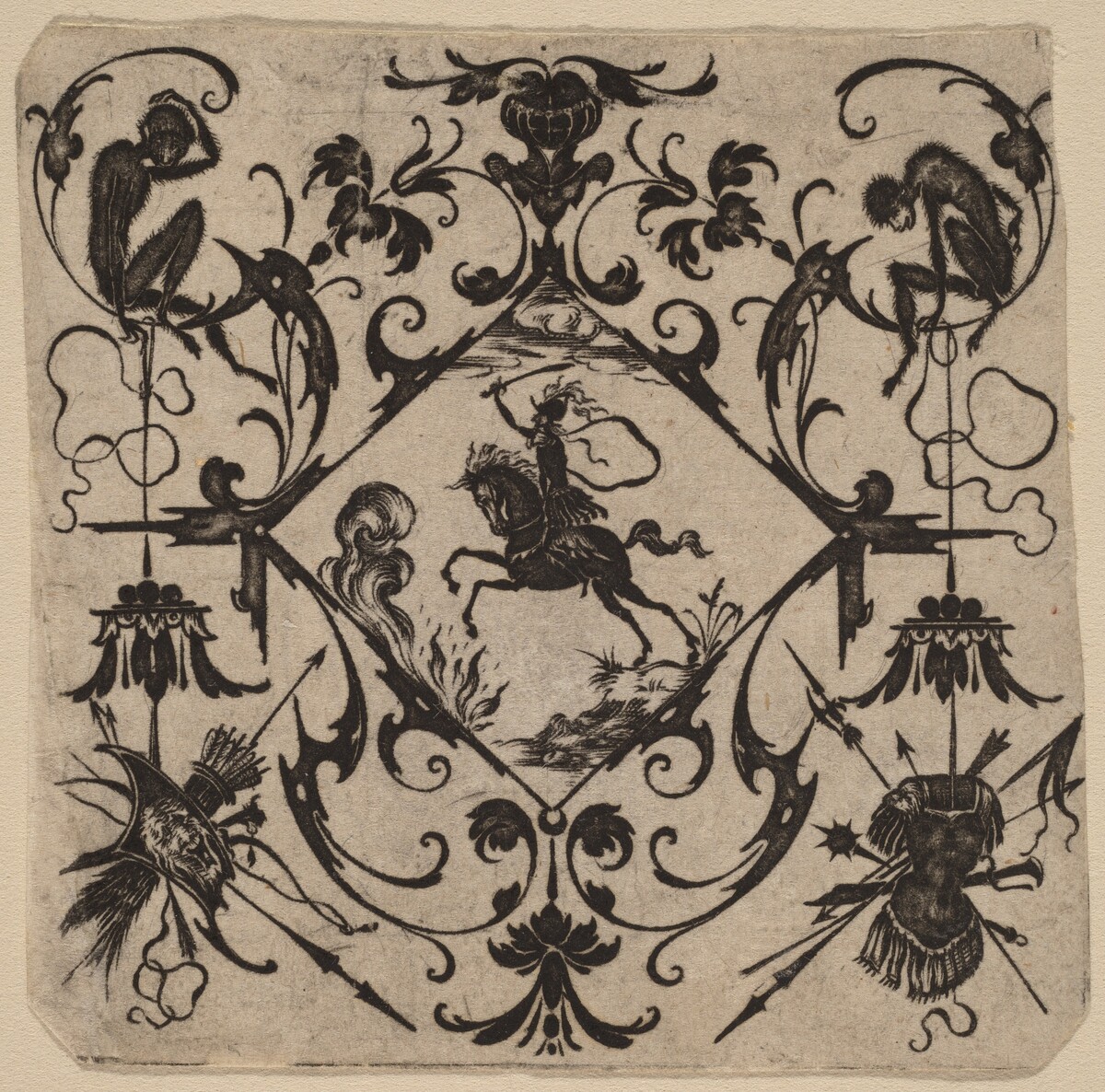 Ornament with Grotesque by Master CR