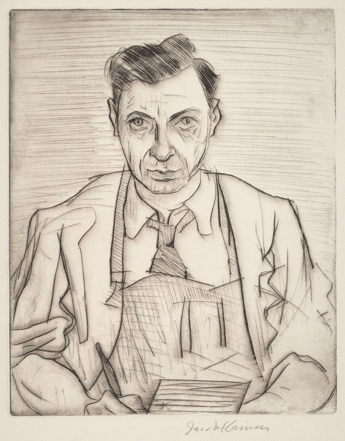 Self-Portrait with Drypoint Needle by Jacob Kainen