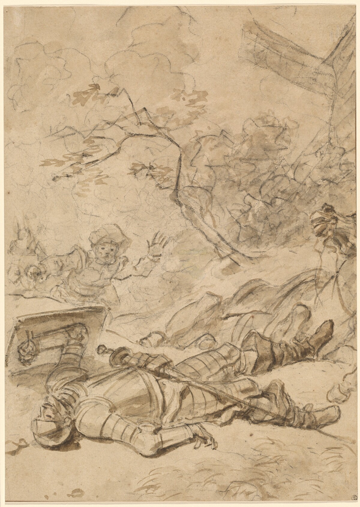 Don Quixote Defeated by the Windmill by Jean-Honoré Fragonard
