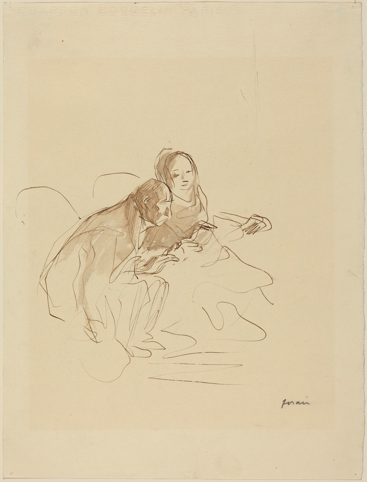 a) Chimney Corner (recto); b) Two Figures (verso) by Jean-Louis Forain