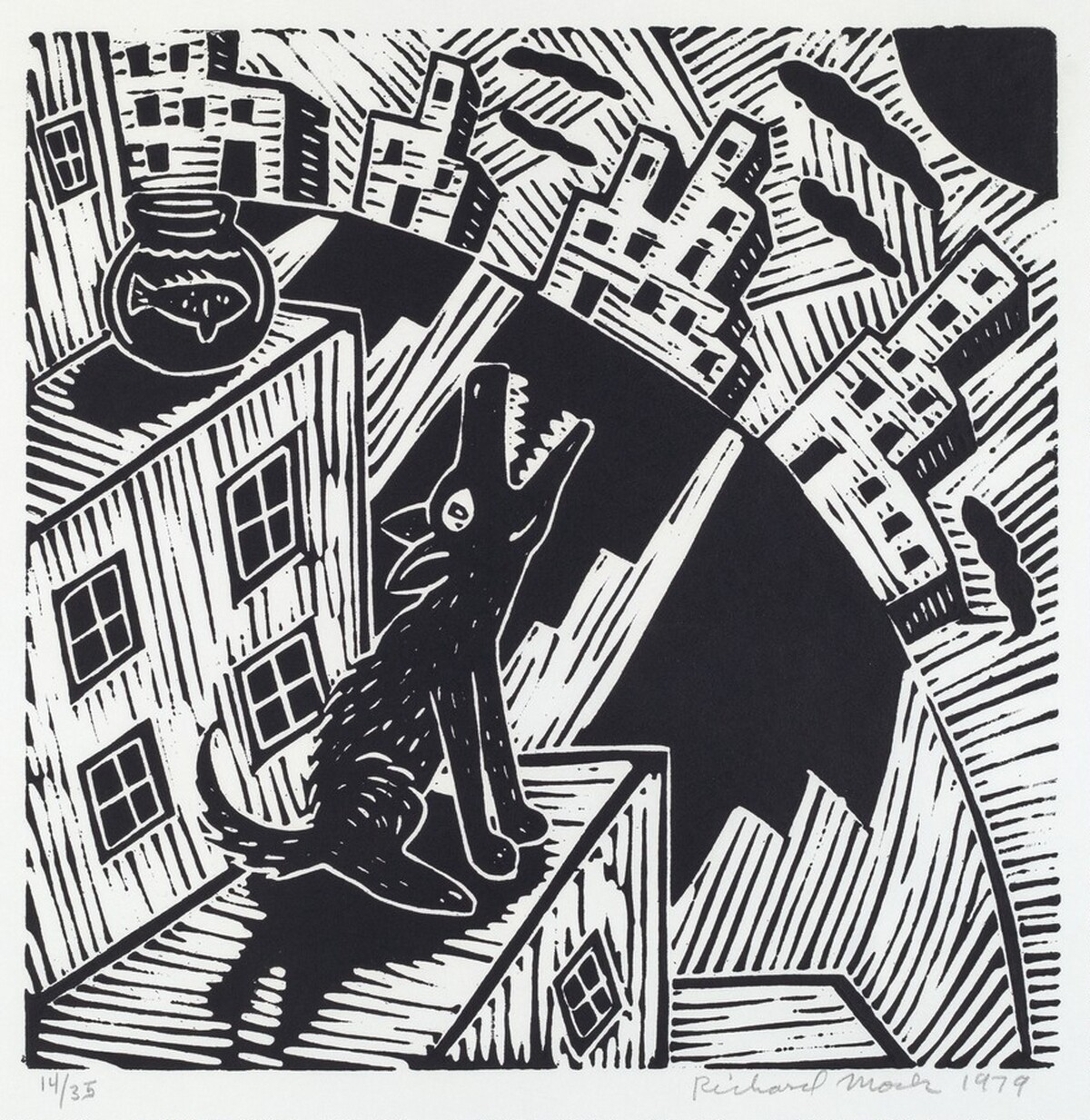 City Dog Howling at the Moon by Richard Basil Mock
