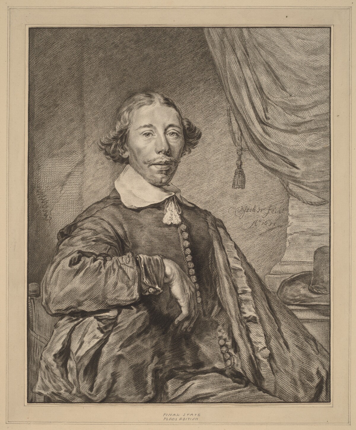 Portrait of a Seated Man by Cornelis Ploos van Amstel (editor) and Johannes Kornlein (printmaker), after Cornelis Visscher