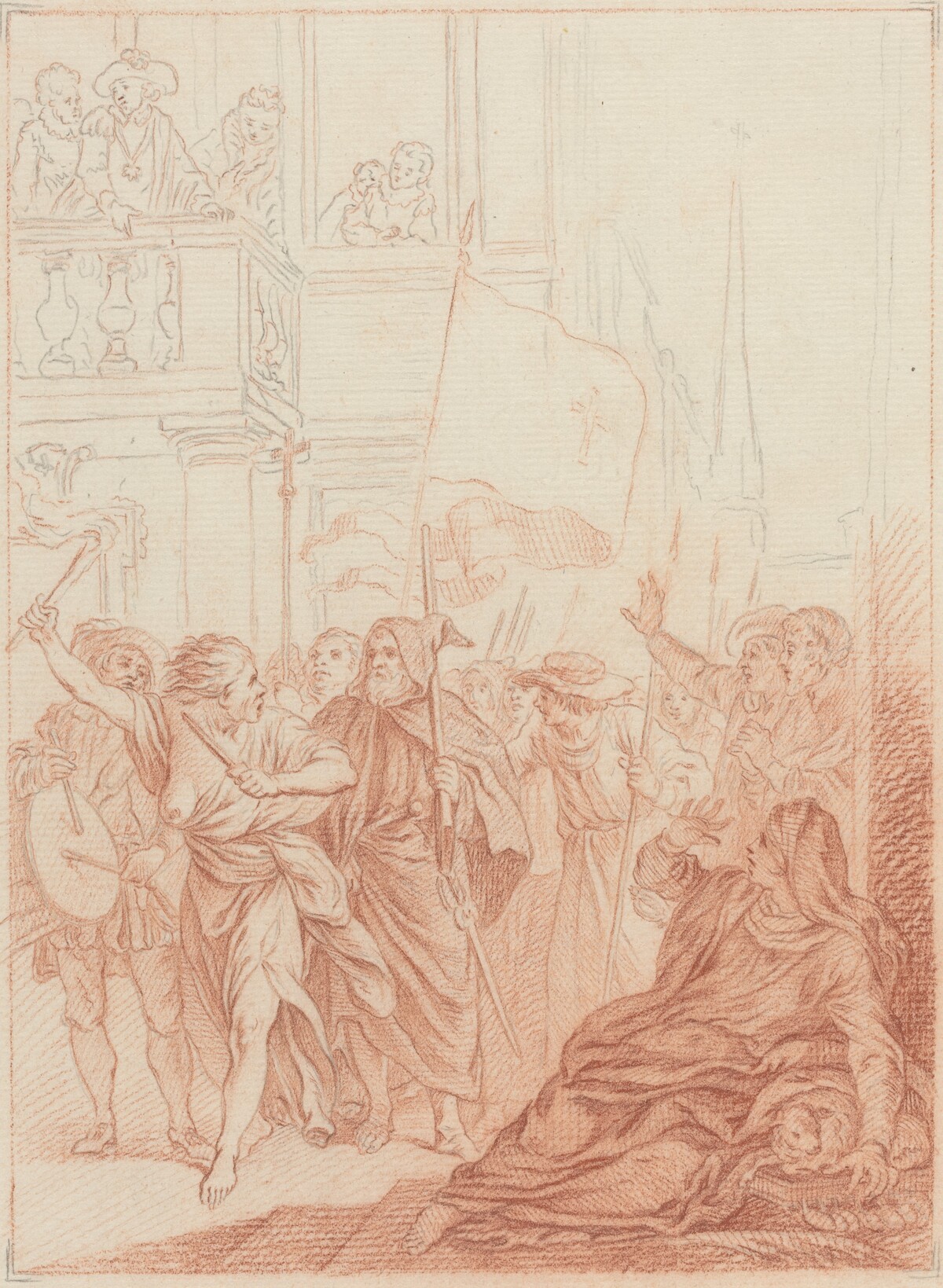 Mayenne qui de loin voit leur folle Entreprise... by Hubert François Gravelot