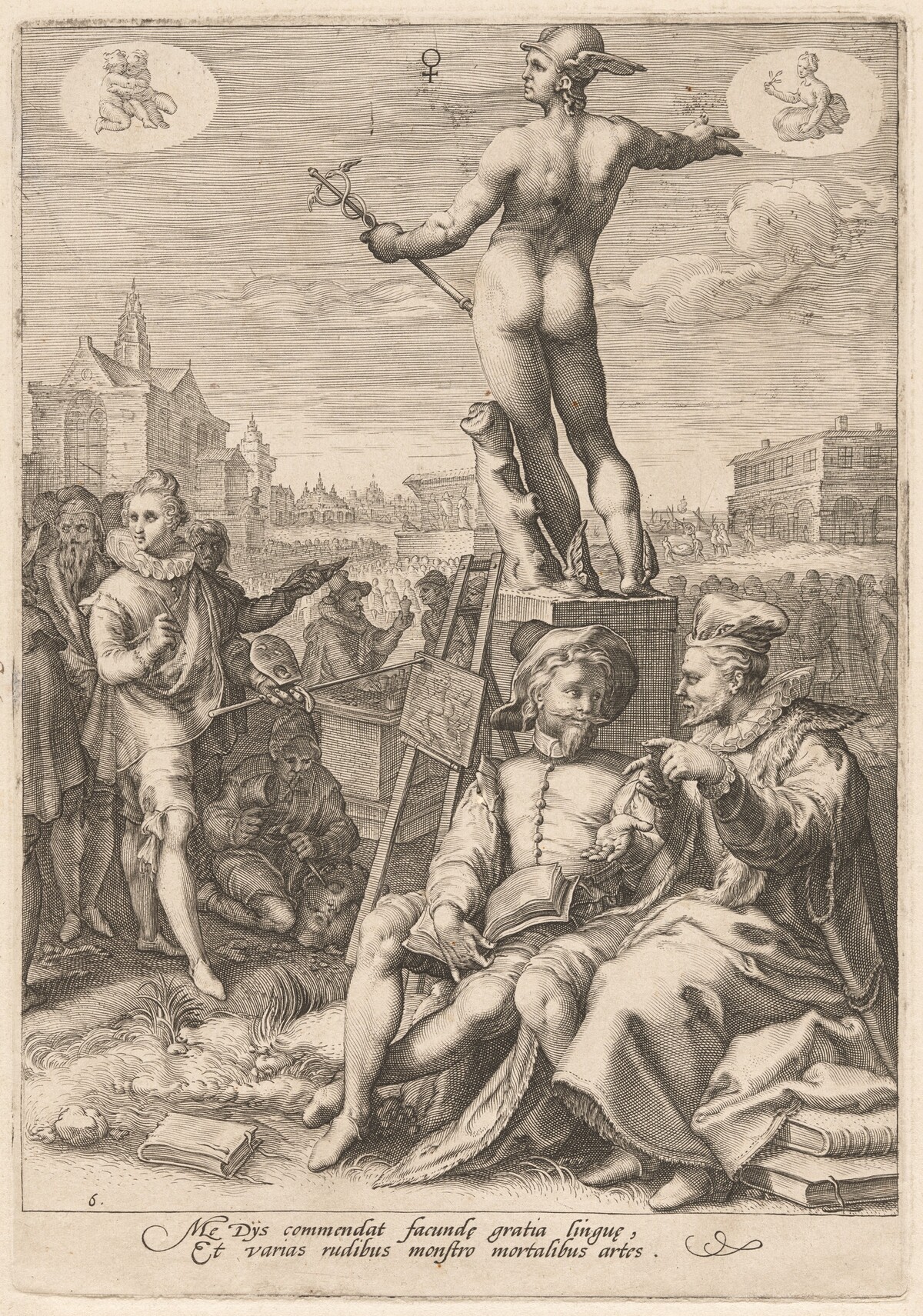 Mercury Presiding Over the Visual and Rhetoric Arts by Jan Pietersz Saenredam, after Hendrick Goltzius