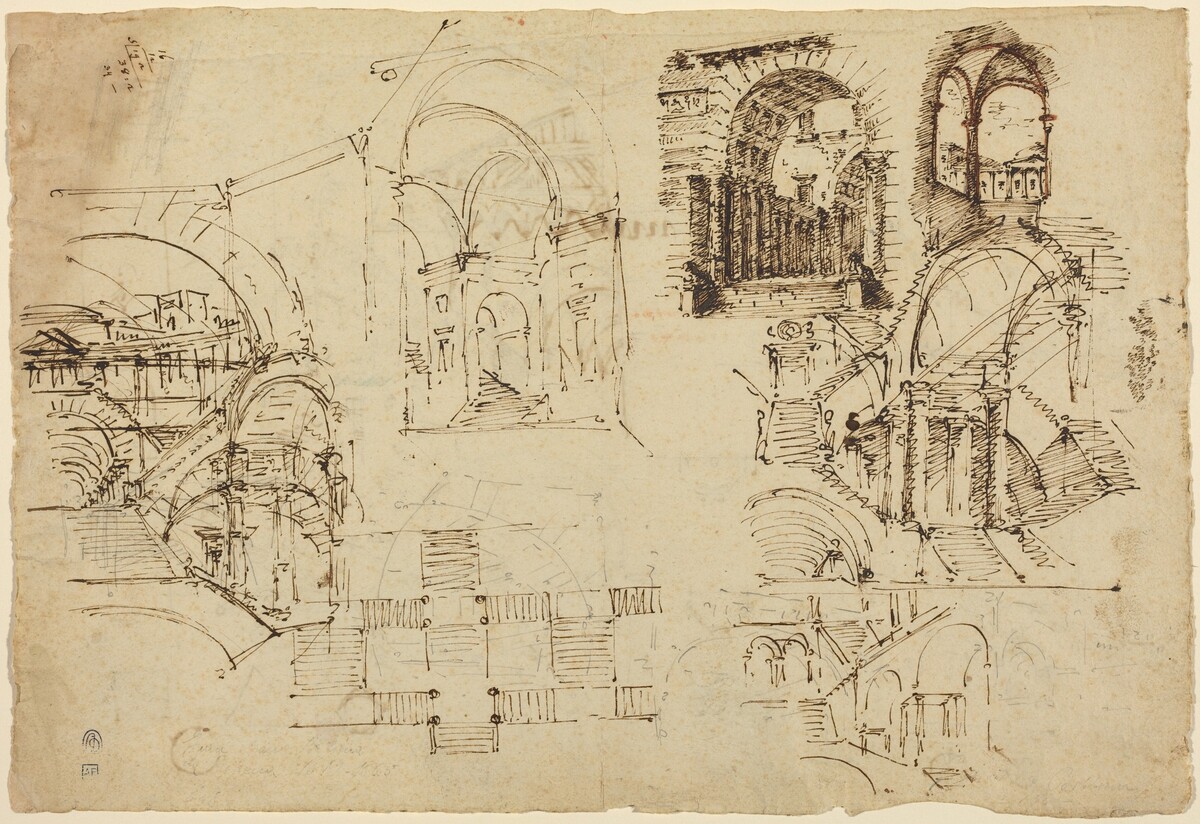 Designs for Palatial Staircases [recto] by Lorenzo Sacchetti