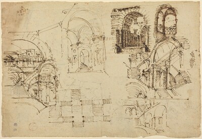 Designs for Palatial Staircases [recto]