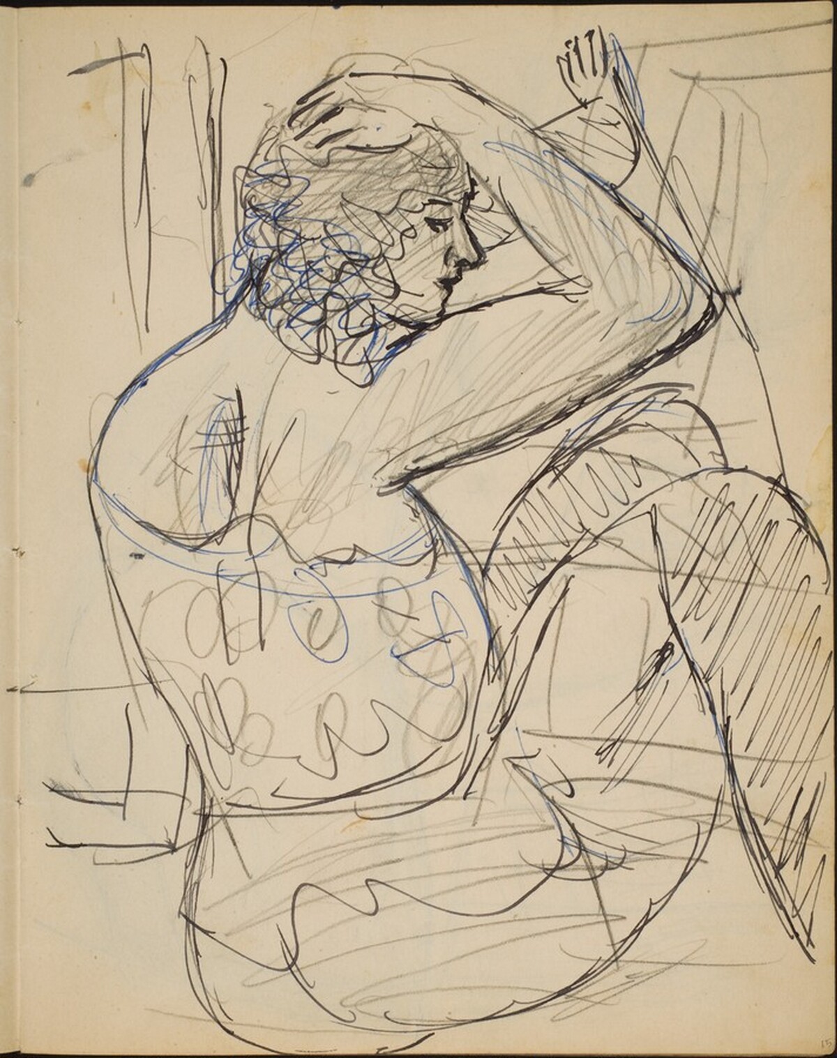 Sitzende Frau in Wäsche (Woman Seated in Profile) [p. 15] by Max Beckmann