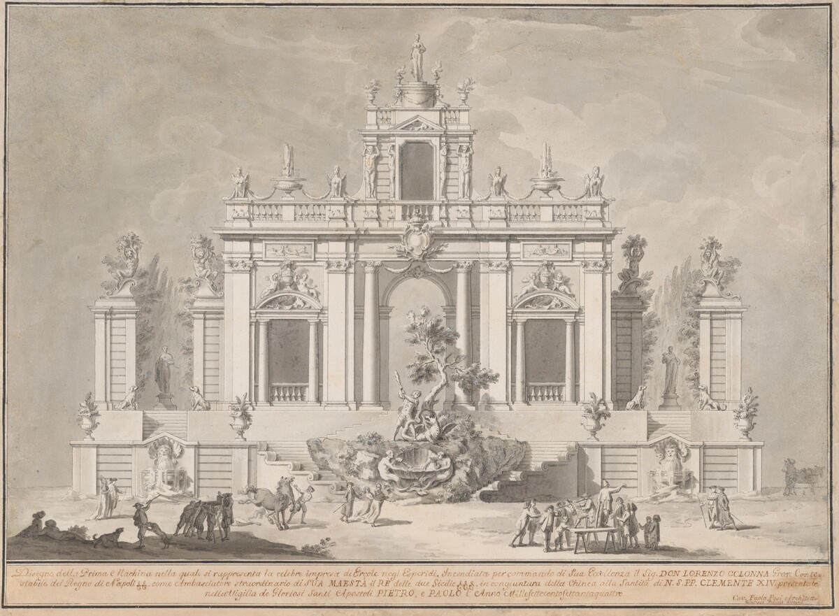 Design for "The Prima Macchina for the Chinea of 1774: Hercules and the Dragon in the Garden of the Hesperides" by Paolo Posi and Giuseppe Palazzi