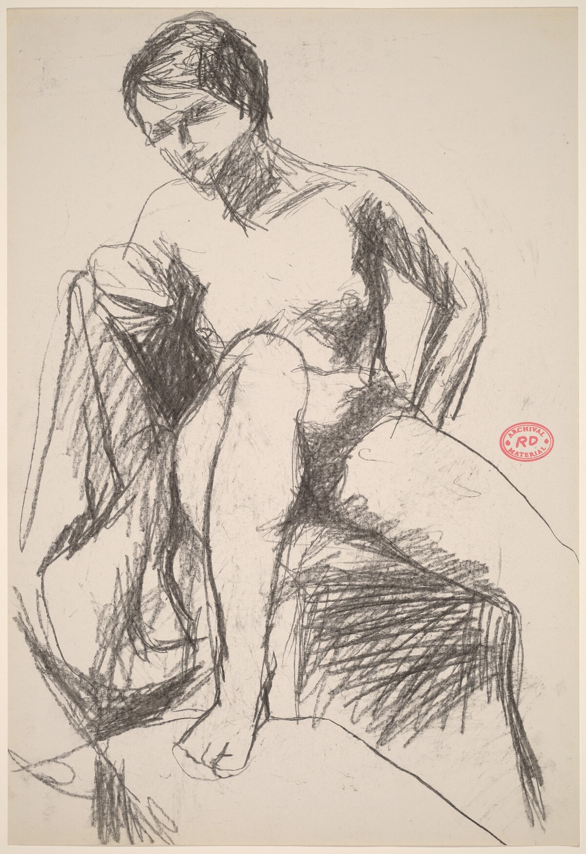 Untitled [female nude seated in a partially draped chair] by Richard Diebenkorn