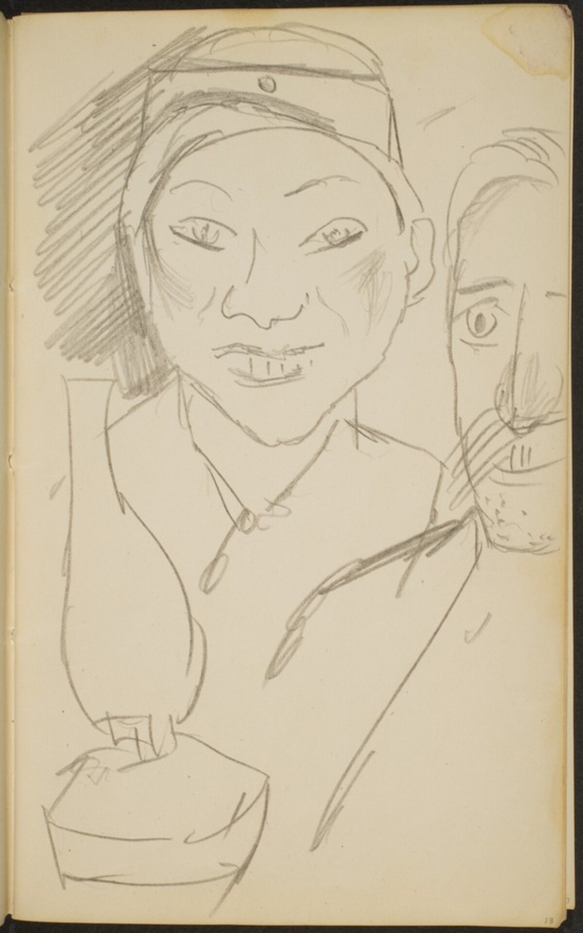junges Mädchen und älterer Mann mit Petroleumlampe (Young Girl and Elderly Man with Lamp) [p. 13] by Max Beckmann