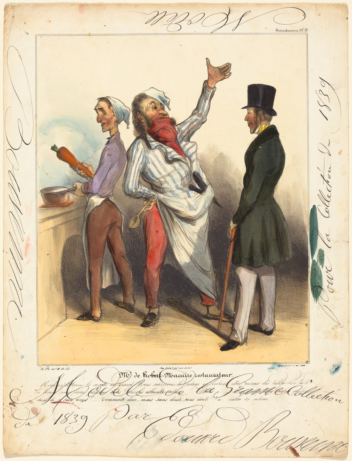 Mr. de Robert Macaire Restaurateur by Honoré Daumier and Edouard Bouvenne (colorist)
