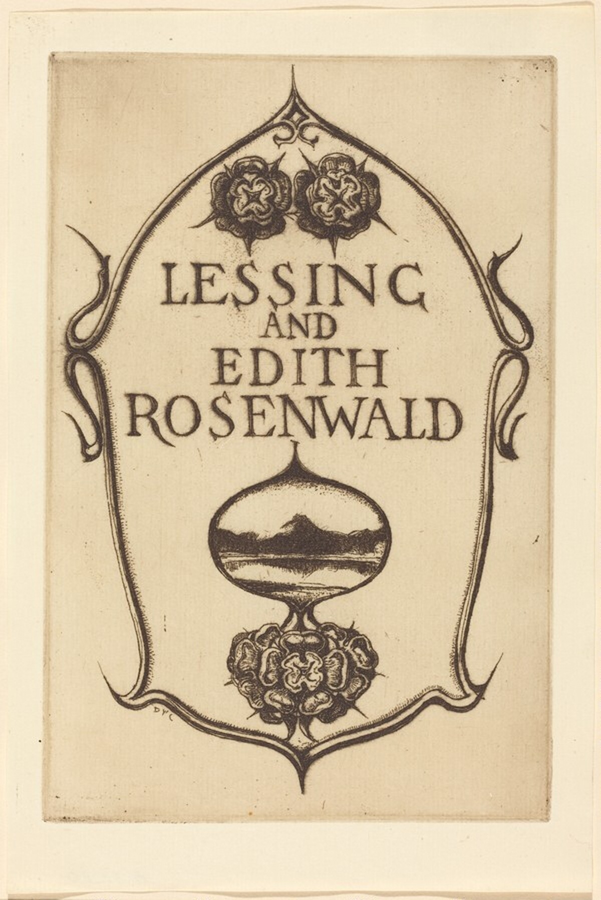 Bookplate of Lessing and Edith Rosenwald by David Young Cameron