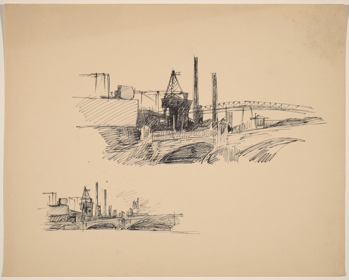 Factory and Bridge Sketches by Donald Carlisle Greason