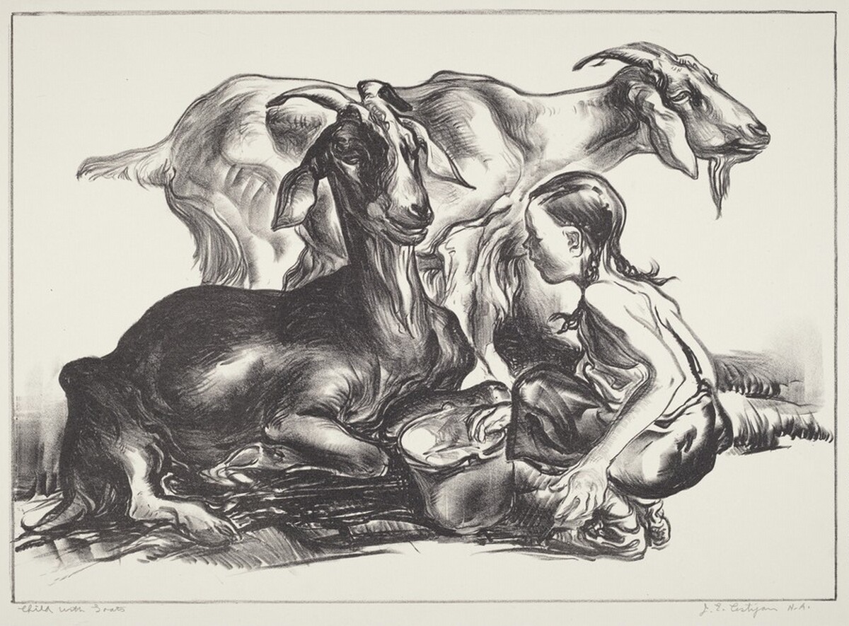Child with Goats by John Edward Costigan
