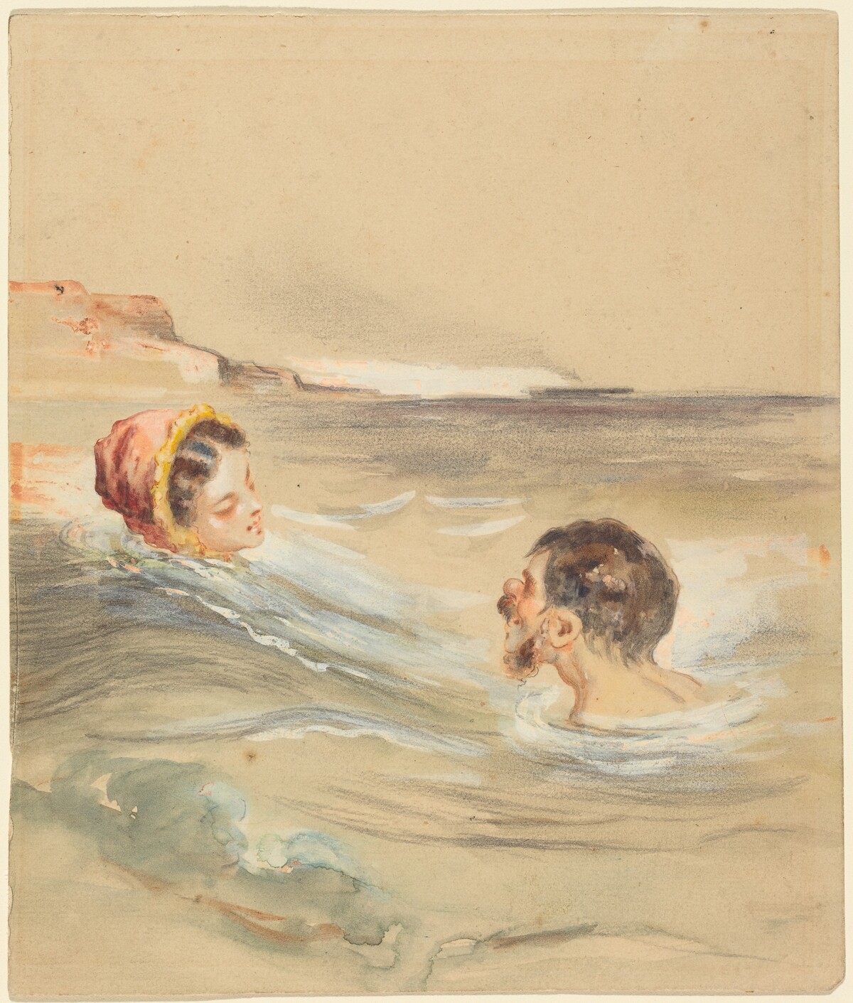Male and Female Bathers by Alfred Grévin