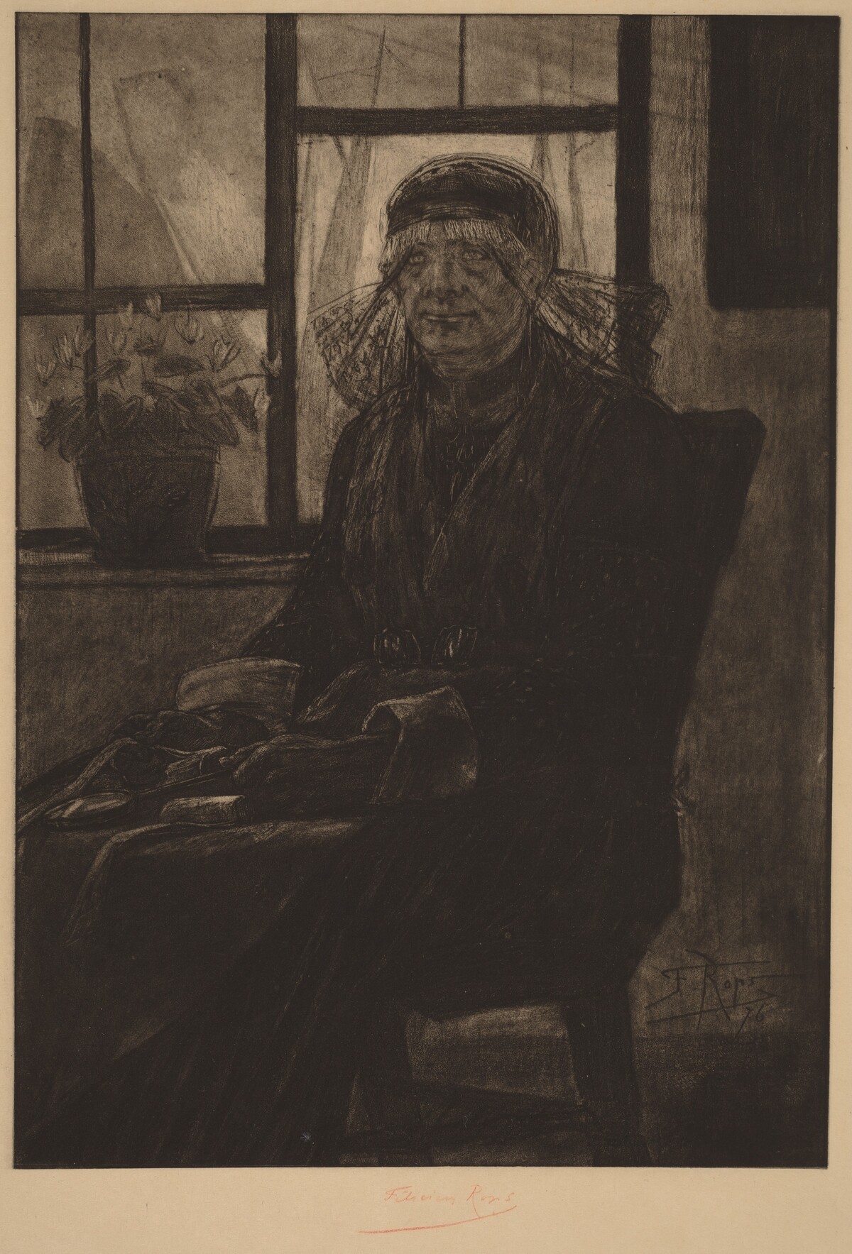Lace appraiser (L'Experte en Dentelles) by Félicien Rops