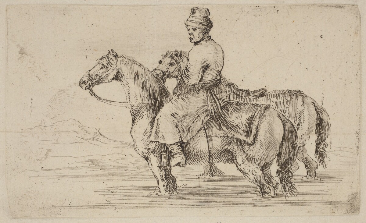 Polish Attendant with Two Horses by Stefano Della Bella